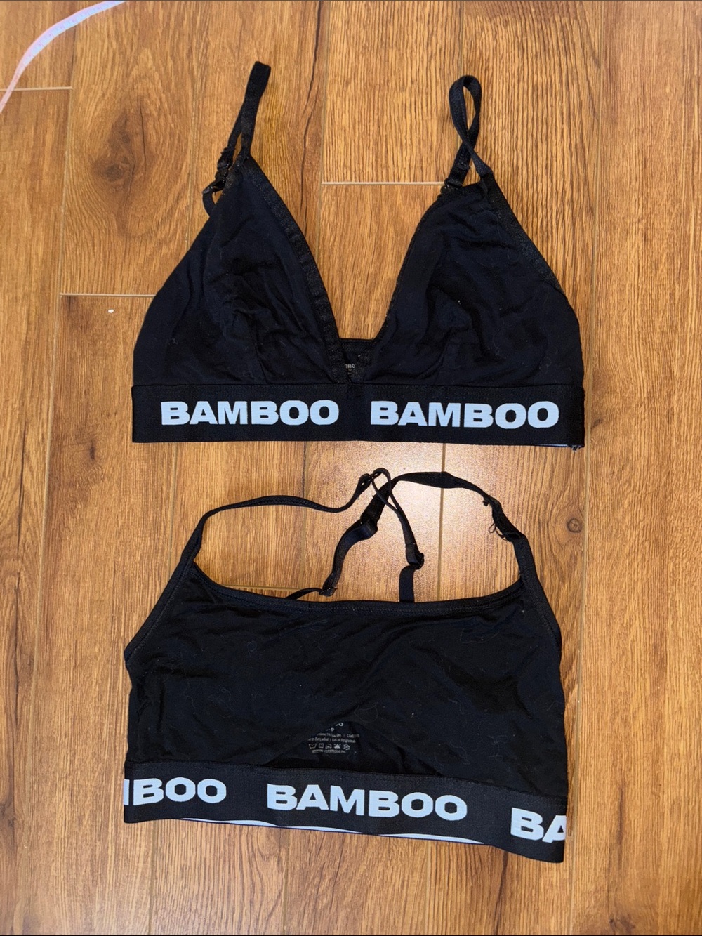 BAMBOO Black Logo Bralette and Cropped Tank Set